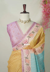 Sandal Glow - Isha - Chanderi Silk Saree Checks with Tiny Zari Border - Best for Office Wear | Casual Wear