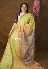 Tri-Tone Yellow - Isha - Chanderi Silk with Gradient Grace Weave with Checks - Best for Office Wear