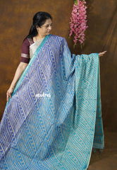 Tri-Tone Blue - Isha - Chanderi Silk with Gradient Grace Weave with Checks - Best for Office Wear