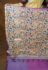 Purple Ombre Shade - Isha - Chanderi Silk with Gradient and Prints with Checks - Best for Office Wear