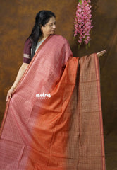 Orange Ombre Shade - Isha - Chanderi Silk with Gradient and Prints with Checks - Best for Office Wear