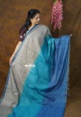 Blue Ombre Shade - Isha - Chanderi Silk with Gradient and Prints with Checks - Best for Office Wear