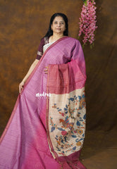 Pink Ombre Shade - Isha - Chanderi Silk with Gradient and Prints with Checks - Best for Office Wear