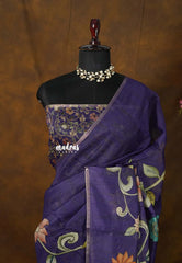 Violet Purple - Isha - Fancy Chanderi Silk with Kalamkari Prints - Best for Office Wear