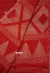 Dark Red - Jasmine - Lightweight Fancy Jute saree