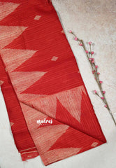 Dark Red - Jasmine - Lightweight Fancy Jute saree