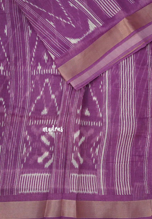 Lavender Purple - Jasmine - Fancy Jute Cotton Ikkat Prints