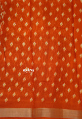 Halfwhite with Orange - Jasmine - Fancy Jute Cotton Ikkat Prints