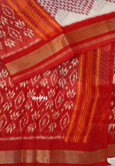 Halfwhite with Red - Jasmine - Fancy Jute Cotton Ikkat Prints
