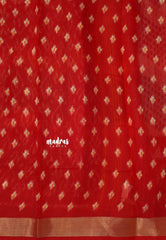Halfwhite with Red - Jasmine - Fancy Jute Cotton Ikkat Prints