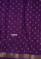 Halfwhite with Purple - Jasmine - Fancy Jute Cotton Ikkat Prints with Patola Border