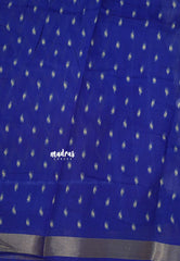 Halfwhite with Blue - Jasmine - Fancy Jute Cotton Ikkat Prints with Patola Border