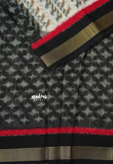 Halfwhite with Black - Jasmine - Fancy Jute Cotton Ikkat Prints