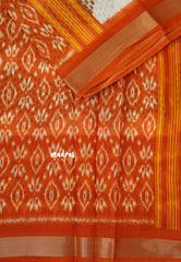 Halfwhite with Orange - Jasmine - Fancy Jute Cotton Ikkat Prints