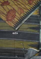 Mustard Brown - Jasmine - Fancy Jute with Divine Lotus Prints - Perfect for Office Wear | Casual Wear
