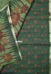Forest Green - Jasmine - Fancy Jute with Divine Lotus Prints - Perfect for Office Wear | Casual Wear