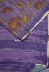 Lavender Purple - Jasmine - Fancy Jute with Divine Lotus Prints - Perfect for Office Wear | Casual Wear
