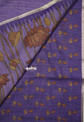 Lavender Purple - Jasmine - Fancy Jute with Divine Lotus Prints - Perfect for Office Wear | Casual Wear