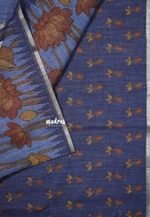 Violet Blue - Jasmine - Fancy Jute with Divine Lotus Prints - Perfect for Office Wear | Casual Wear