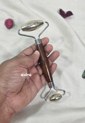 Kansa Wand Face Roller with Premium Wooden Handle - Reduces Puffiness, Boosts Circulation