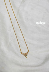 Premium 1 Gram Gold polish AD Stone Trendy Pendant with White,Pink and Green Stone Long Chain
