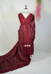Majestic Maroon - Jute Tussar Silk Saree Kattam in Body with Plain Border - Best for Small Functions