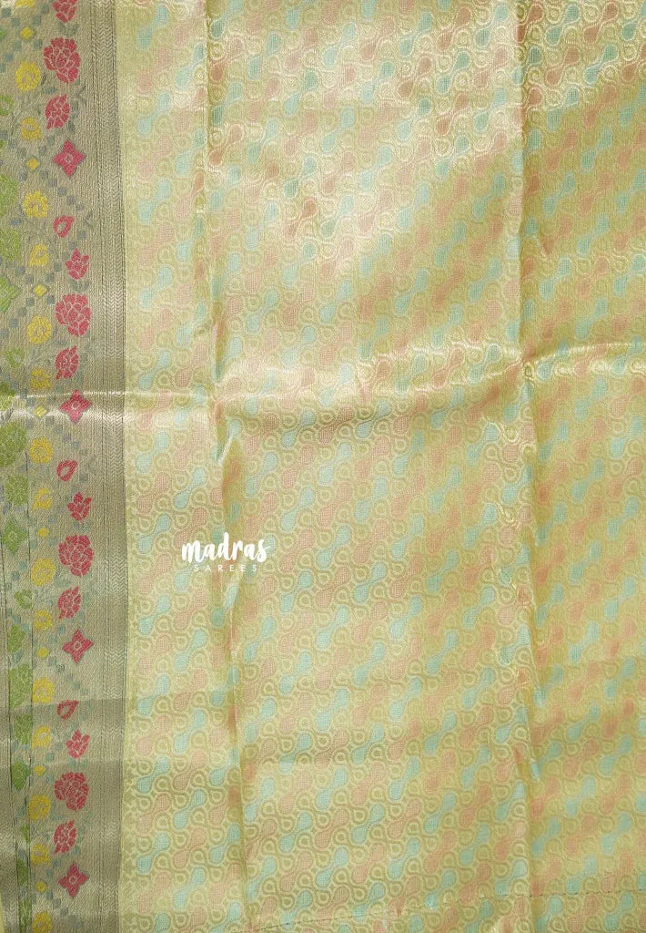 Pista Green - Jute Banarasi full weaving saree with Jaquard blouse