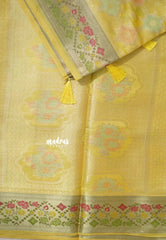 Lime Yellow - Jute Banarasi full weaving saree with Jaquard blouse