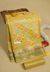 Lime Yellow - Jute Banarasi full weaving saree with Jaquard blouse