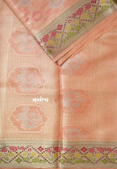 Peach - Jute Banarasi full weaving saree with Jaquard blouse
