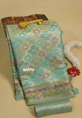 Turquoise Blue - Jute Banarasi full weaving saree with Jaquard blouse