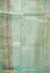 Turquoise Blue - Jute Banarasi full weaving saree with Jaquard blouse