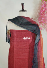 Amitha – Maroon - Premium Jute Linen Salwar Suit with Big Embroidery Border 3 piece set
