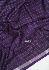 Dark Jamun Purple - Vadhanam - Jute Tussar Silk Saree with Zari Checks and Border - Best for Office Wear | Casual Wear