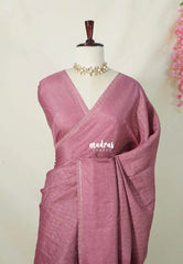 Mauve onion Pink - Jute Tussar Silk Saree Kattam in Body with Plain Border - Perfect for Festive Wear