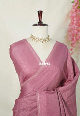 Mauve onion Pink - Jute Tussar Silk Saree Kattam in Body with Plain Border - Perfect for Festive Wear