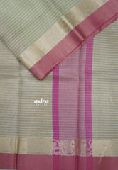 Dual shade Taupe with Pink - Kushboo -  Banarasi Tissue silk saree with floral border