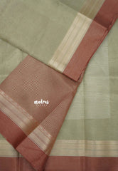 Dual shade Taupe with Red - Kushboo -  Banarasi Tissue silk saree with getti border