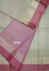 Dual shade Taupe with Pink - Kushboo -  Banarasi Tissue silk saree with temple border