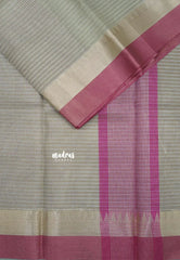 Dual shade Taupe with Pink - Kushboo -  Banarasi Tissue silk saree with temple border