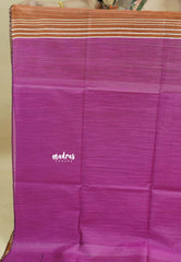 Rust Brown - Jute Tussar Silk saree with 3D weaving body