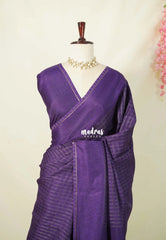 Royal Purple - Jute Tussar Silk Saree Kattam in Body with Plain Border - Perfect for Festive Wear