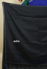 Black - Jute Tussar Silk Saree Kattam in Body with Plain Border