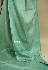 Pista Green - Jute Tussar Silk Saree Kattam in Body with Plain Border