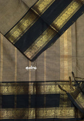 Earthy Taupe - Karthigai silk cotton Rettapet peacock border - Perfect for Festive Wear