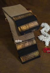 Earthy Taupe - Karthigai silk cotton Rettapet peacock border - Perfect for Festive Wear