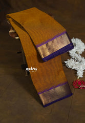 Mustard Honey - Karthigai silk cotton plain body Bavanji box border - Perfect for Temple Visit