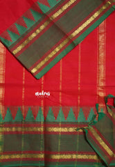 Spicy Red - Karthigai silk cotton rettapeta rudraksham with temple border - Best for Temple Visit
