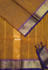 Mustard Honey - Karthigai silk cotton plain body Bavanji box border - Perfect for Temple Visit