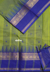 Dual Shade Green - Karthigai silk cotton Big Temple Border with Buttas - Perfect for Festive Wear